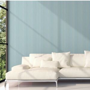 NWT SCHUMACHER Wallpaper Edwin Stripe 5011865 Slate 1 Double Roll Blue Sealed